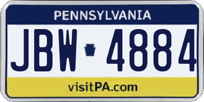 PA license plate JBW4884