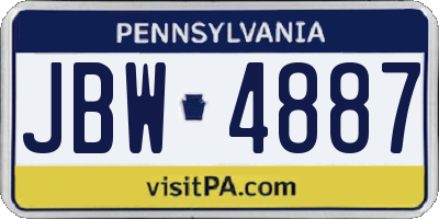 PA license plate JBW4887