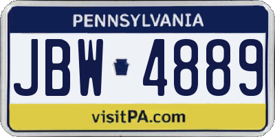 PA license plate JBW4889