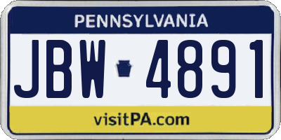 PA license plate JBW4891