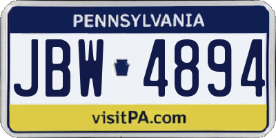 PA license plate JBW4894
