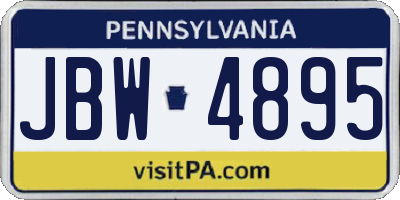 PA license plate JBW4895