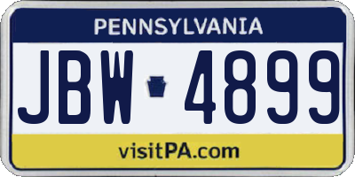 PA license plate JBW4899