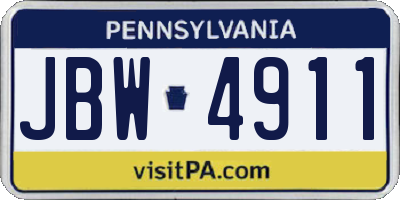 PA license plate JBW4911