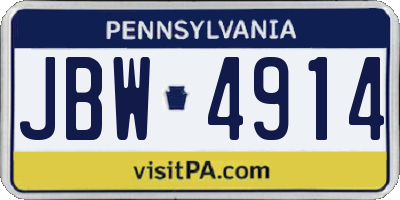 PA license plate JBW4914