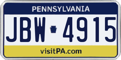 PA license plate JBW4915