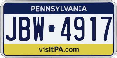 PA license plate JBW4917