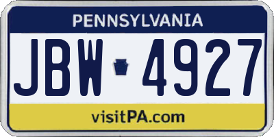 PA license plate JBW4927
