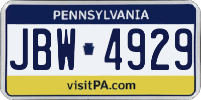 PA license plate JBW4929