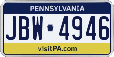 PA license plate JBW4946