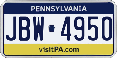 PA license plate JBW4950
