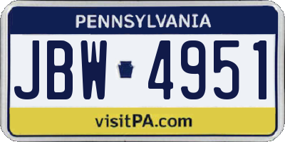 PA license plate JBW4951