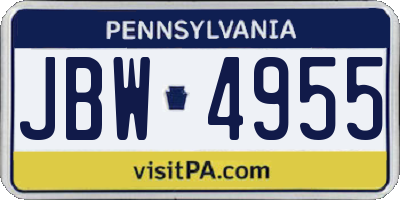 PA license plate JBW4955