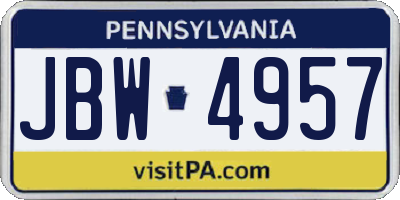 PA license plate JBW4957