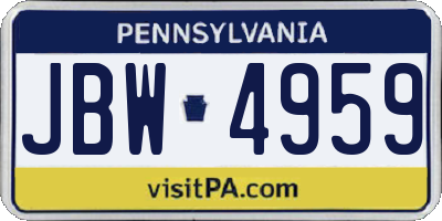 PA license plate JBW4959