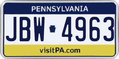 PA license plate JBW4963