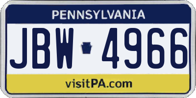 PA license plate JBW4966
