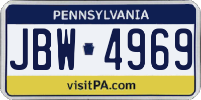 PA license plate JBW4969