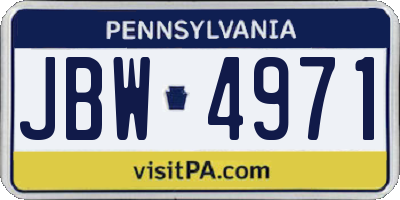 PA license plate JBW4971