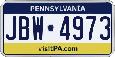 PA license plate JBW4973