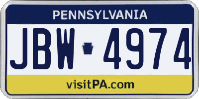 PA license plate JBW4974