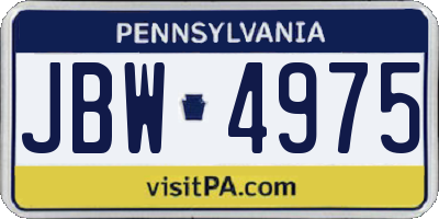 PA license plate JBW4975