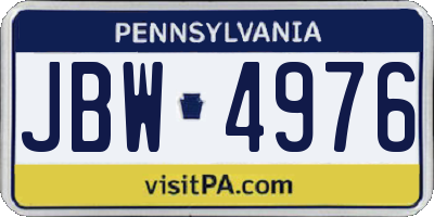 PA license plate JBW4976
