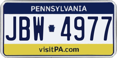PA license plate JBW4977