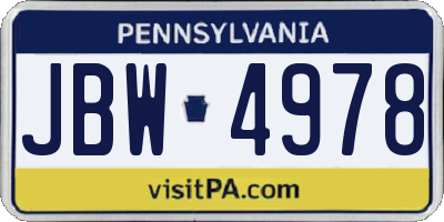 PA license plate JBW4978