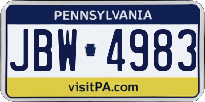 PA license plate JBW4983