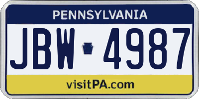 PA license plate JBW4987