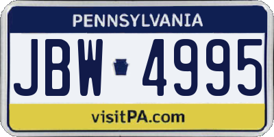 PA license plate JBW4995