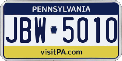 PA license plate JBW5010