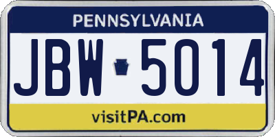 PA license plate JBW5014