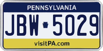 PA license plate JBW5029