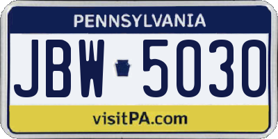 PA license plate JBW5030