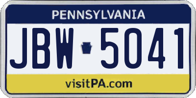 PA license plate JBW5041