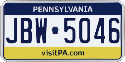 PA license plate JBW5046