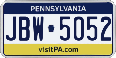 PA license plate JBW5052