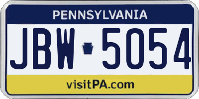 PA license plate JBW5054