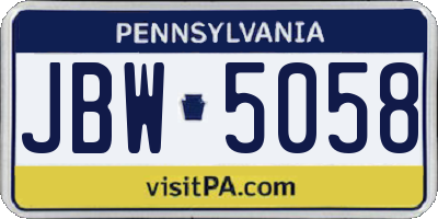 PA license plate JBW5058