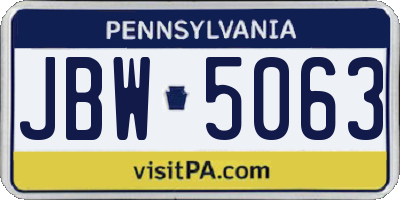 PA license plate JBW5063