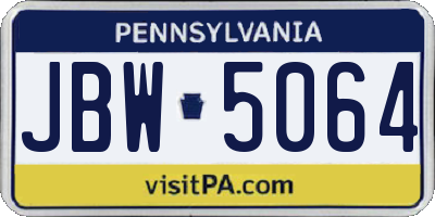 PA license plate JBW5064