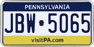 PA license plate JBW5065