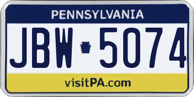 PA license plate JBW5074