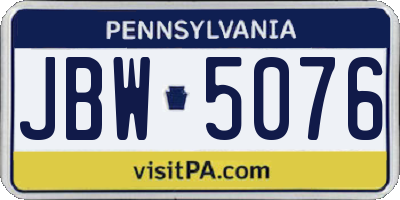 PA license plate JBW5076