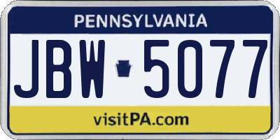 PA license plate JBW5077