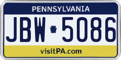PA license plate JBW5086