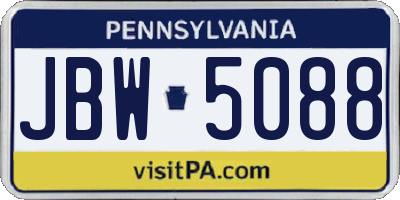 PA license plate JBW5088