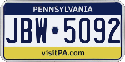 PA license plate JBW5092